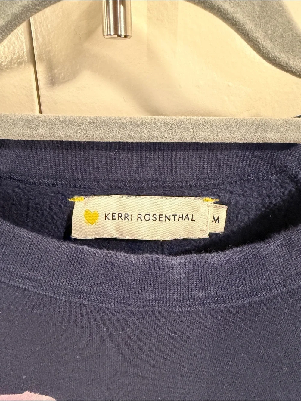 KERRI ROSENTHAL - Navy Graphic Crewneck - Navy/Pink